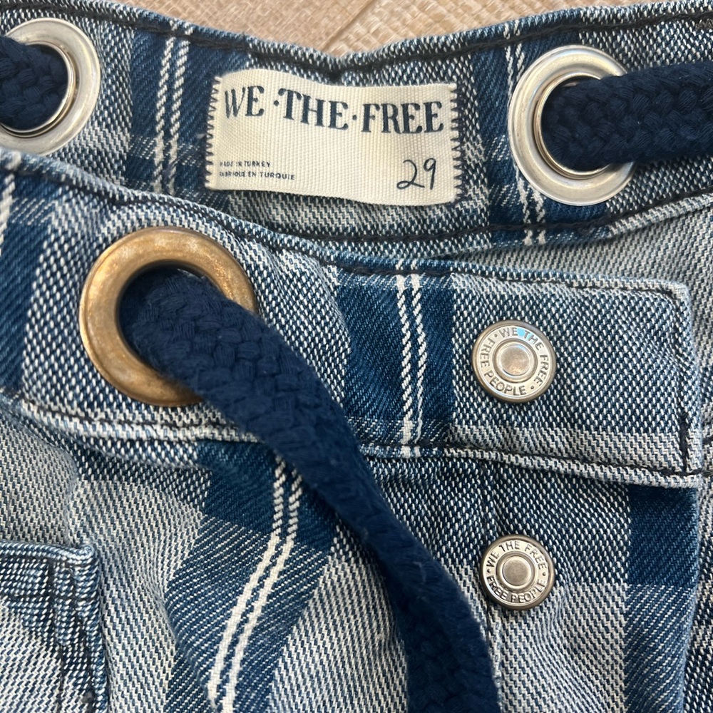 We The Free Moxie Plaid Pull-On Barrel Jeans